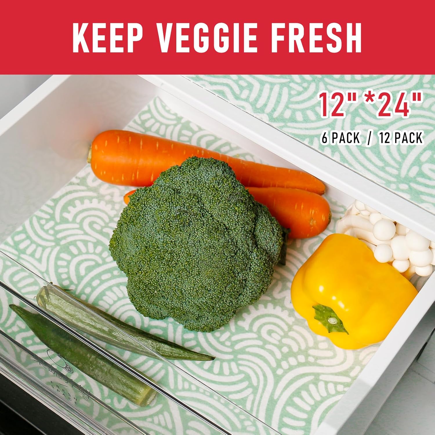 Cooyes Refrigerator Shelf Liners, Drawer Liners for Kitchen Cabinets, Absorbent Fridge Mats with