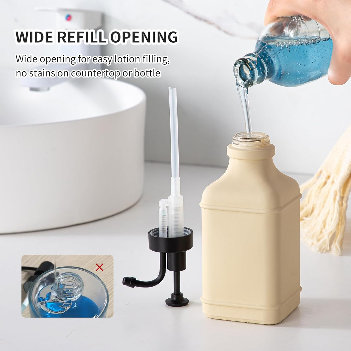 Enra Glass Soap Dispenser with Clear Window,12oz Matte Stainless Steel Hand Pump Dispenser,Hand and