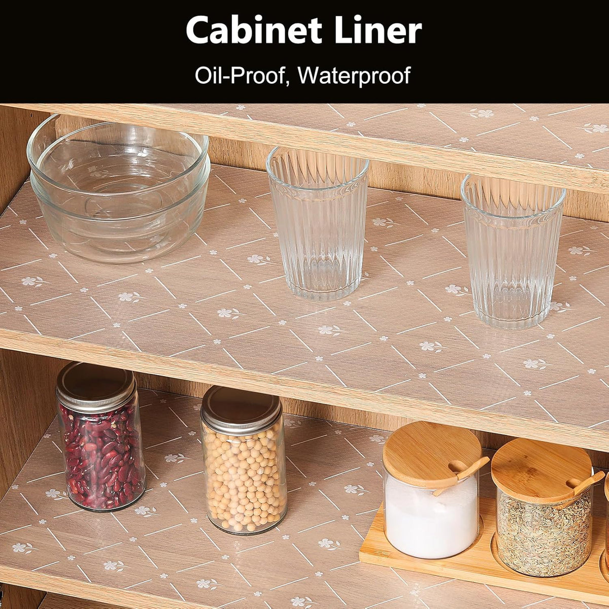 INNOLITES Shelf Liners for Kitchen Cabinets, Non Adhesive Drawer Cabinet Liner, Waterproof