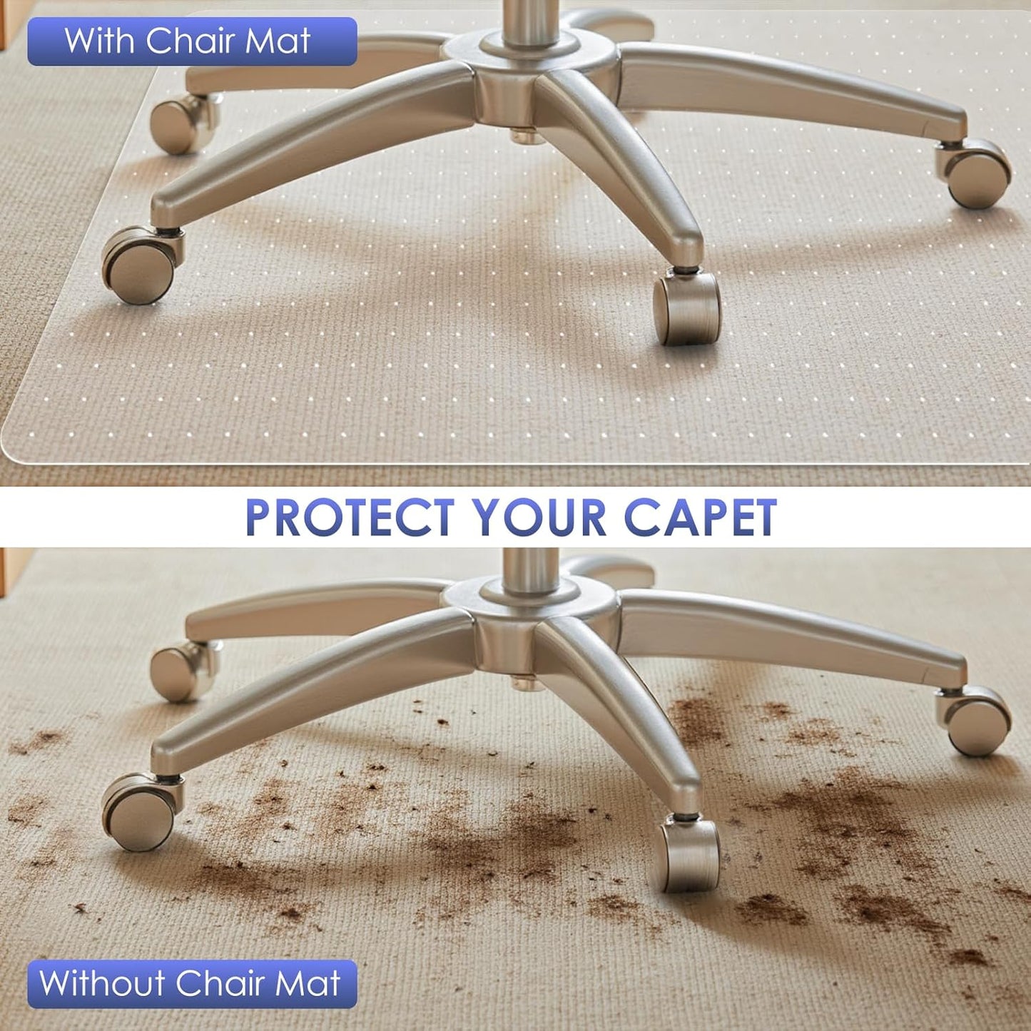 Kuyal Office Chair Mat for Carpet, 2 Pack 32x 49 Clear Heavy Duty Computer Chair Mat, Under Desk