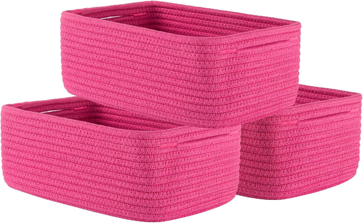 Small Woven Basket, 12 x 8 x 4.5 Inches, Storage Basket for Organizing, Cute Small Rope Shelf
