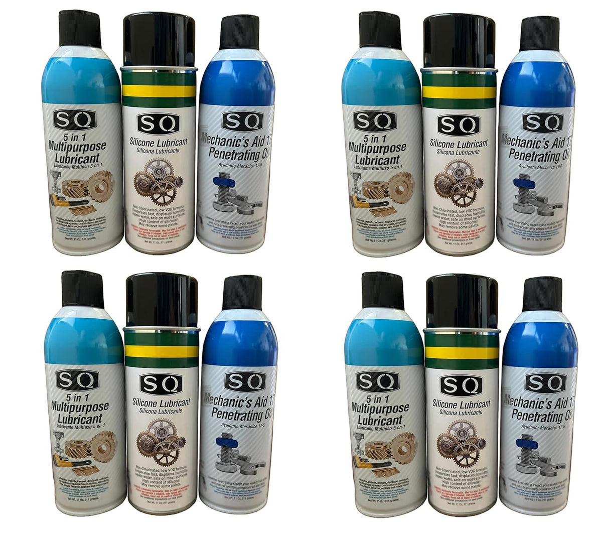 SQ Lubricant Combo, SQ Mechanic's Aid 17-6 Penetrating Catalist, 5 in 1 Multipurpose Lubricant