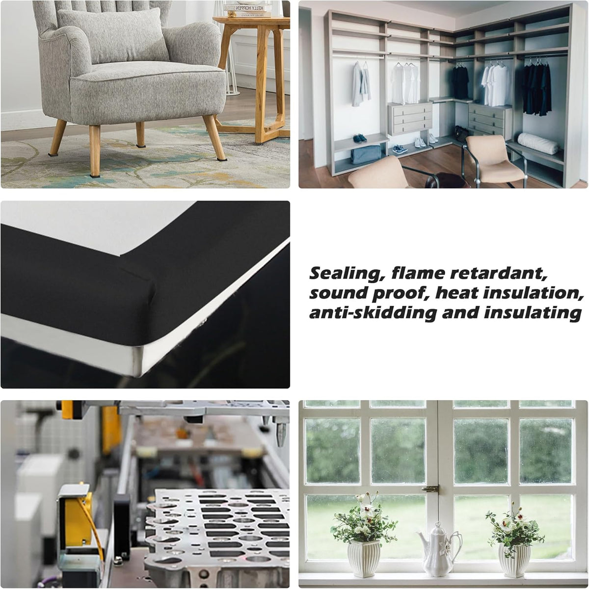 ToLanbbt Black Door Window Weather Stripping Self Adhesive Foam Tape High Density Foam Sealing
