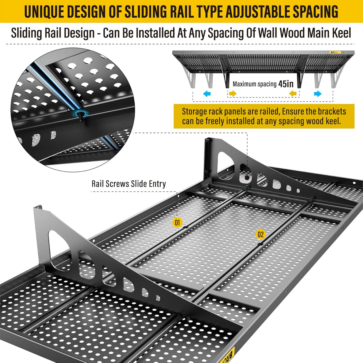 4Pack 1.64x4ft Adjustable Metal Garage Wall Shelving Heavy Duty Garage Storage Shelf Wall Mounted