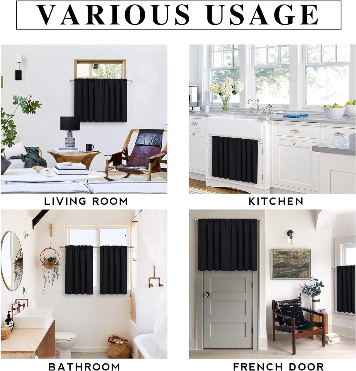 RYB HOME Blackout Curtains for Living Room, Large Window Shades for Bay Window Dining Parlor