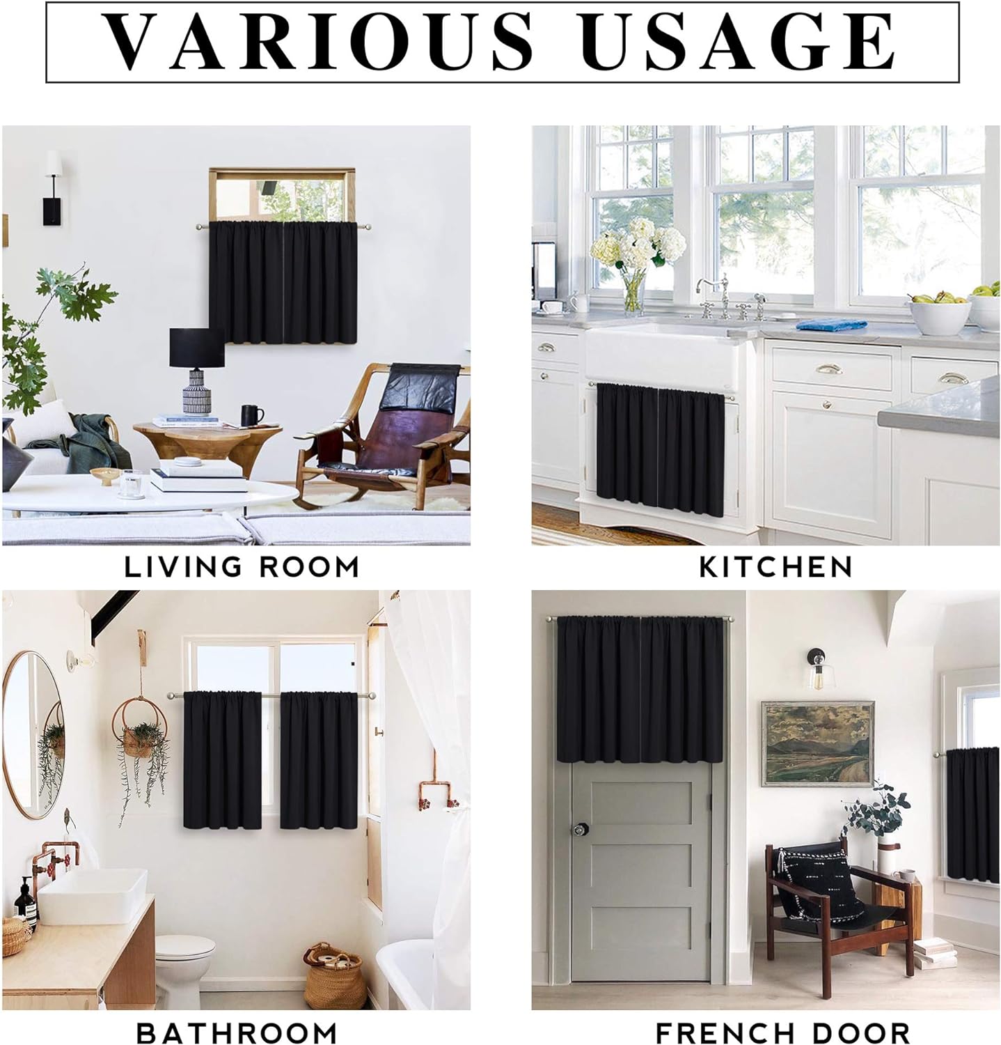 RYB HOME Blackout Curtains for Kitchen, Over Sink Privacy Curtains Window Decor, Thermal Insulating
