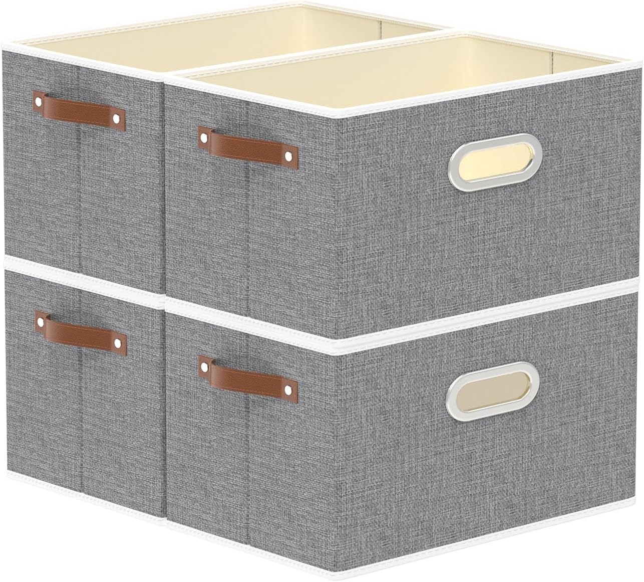 Yawinhe Fabric Storage Baskets, Foldable Closet Organizer for Shelves, Large Boxes with 3 Handles