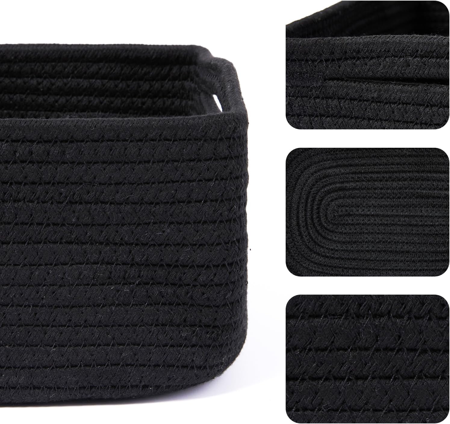 Small Storage Baskets for Organizing | Closet Organizer Bins | Shelf Toy Basket | Woven Rope