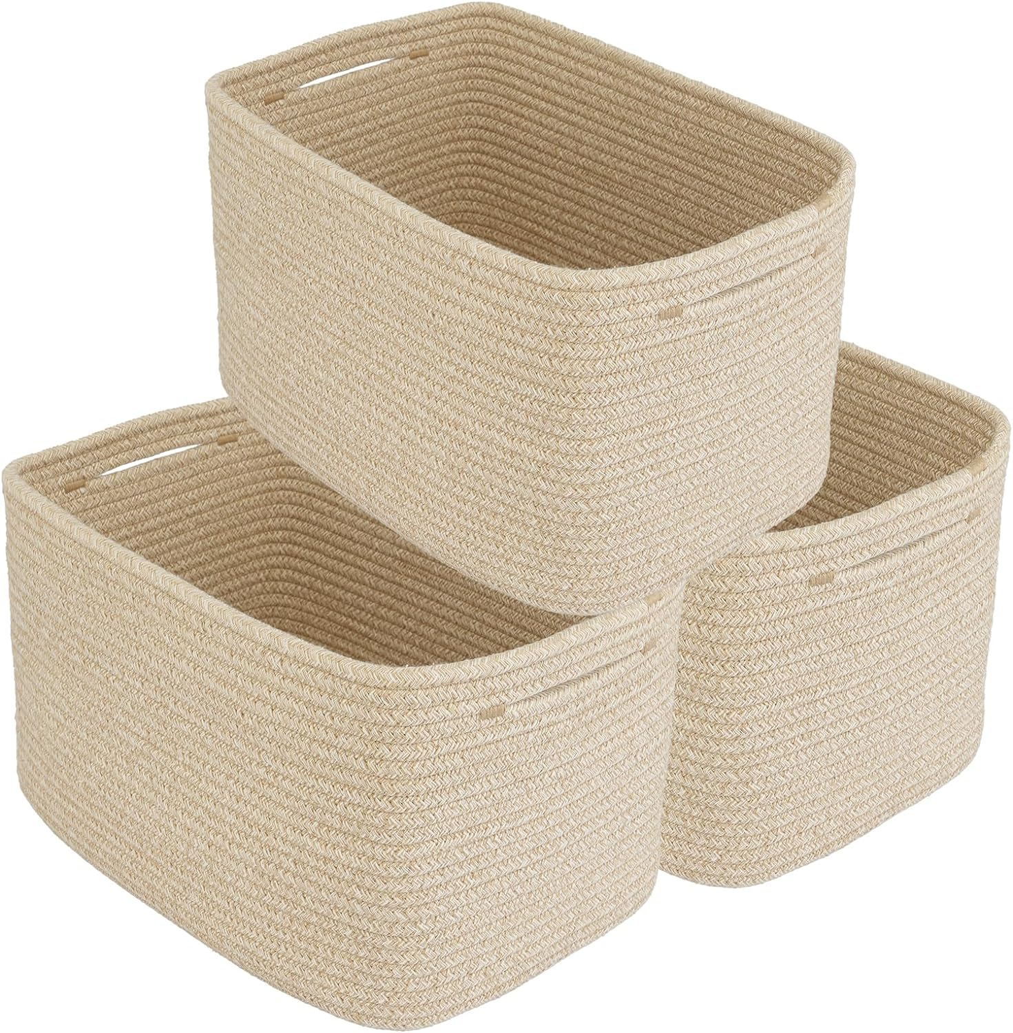 Rope storage Basket Bins Woven Basket for Organizing Shelves Rectangle Decorative Baskets For