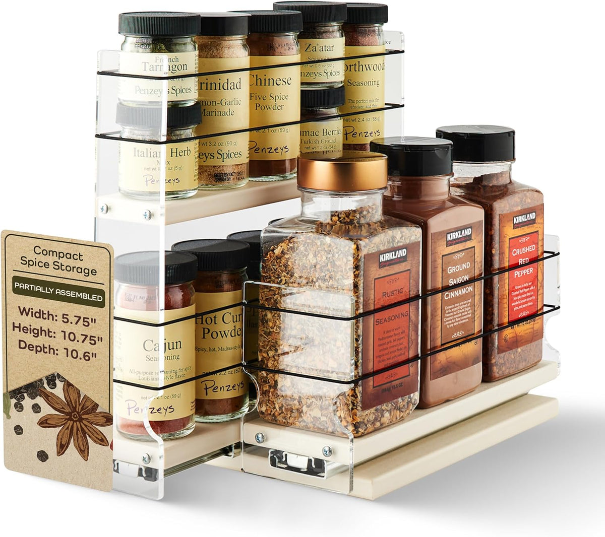 Vertical Spice Combo Spice Rack Drawer - Pull Out Pantry Organizers and Storage - Kitchen Cabinet