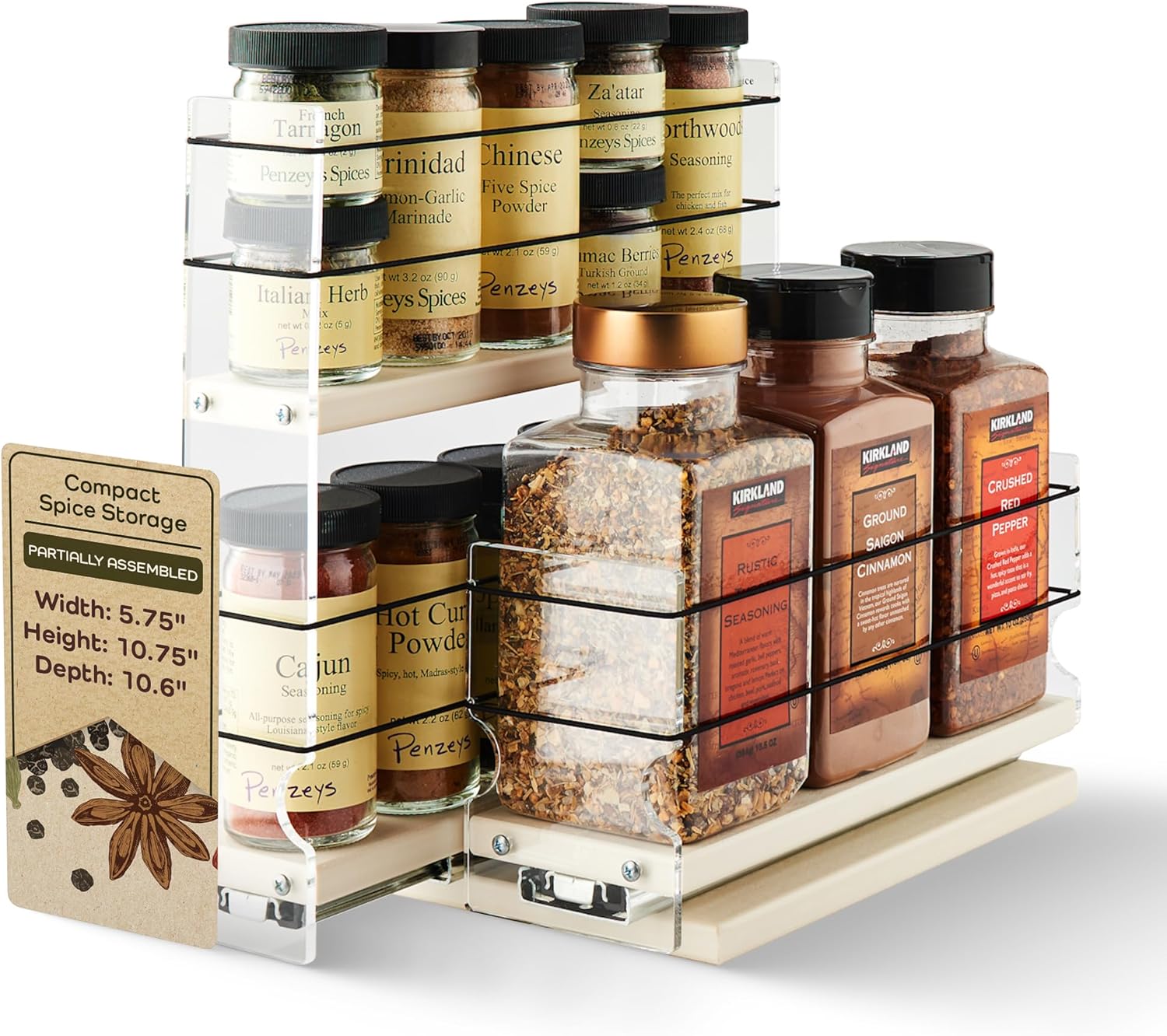 Vertical Spice Combo Spice Rack Drawer - Pull Out Pantry Organizers and Storage - Kitchen Cabinet