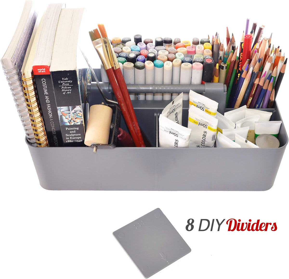 2 PACK - Portable DIY 8 Dividers Durable Plastic Tote Tool & Supply Cleaning Caddy with Handle Made