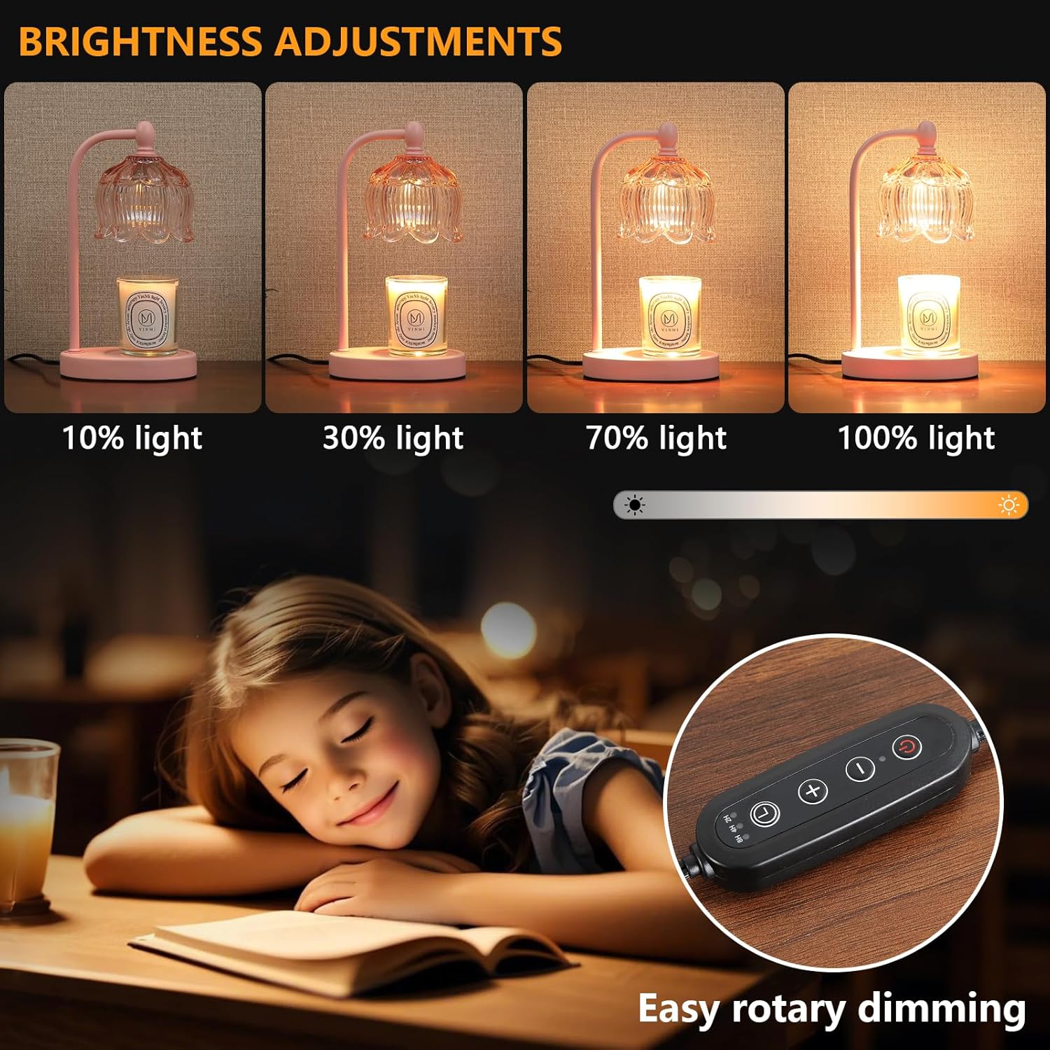 Pink Candle Warmer Lamp with Timer and Dimmer,Mother's Day Gifts for Mom/Wife, Melt Wax Warmer Lamp