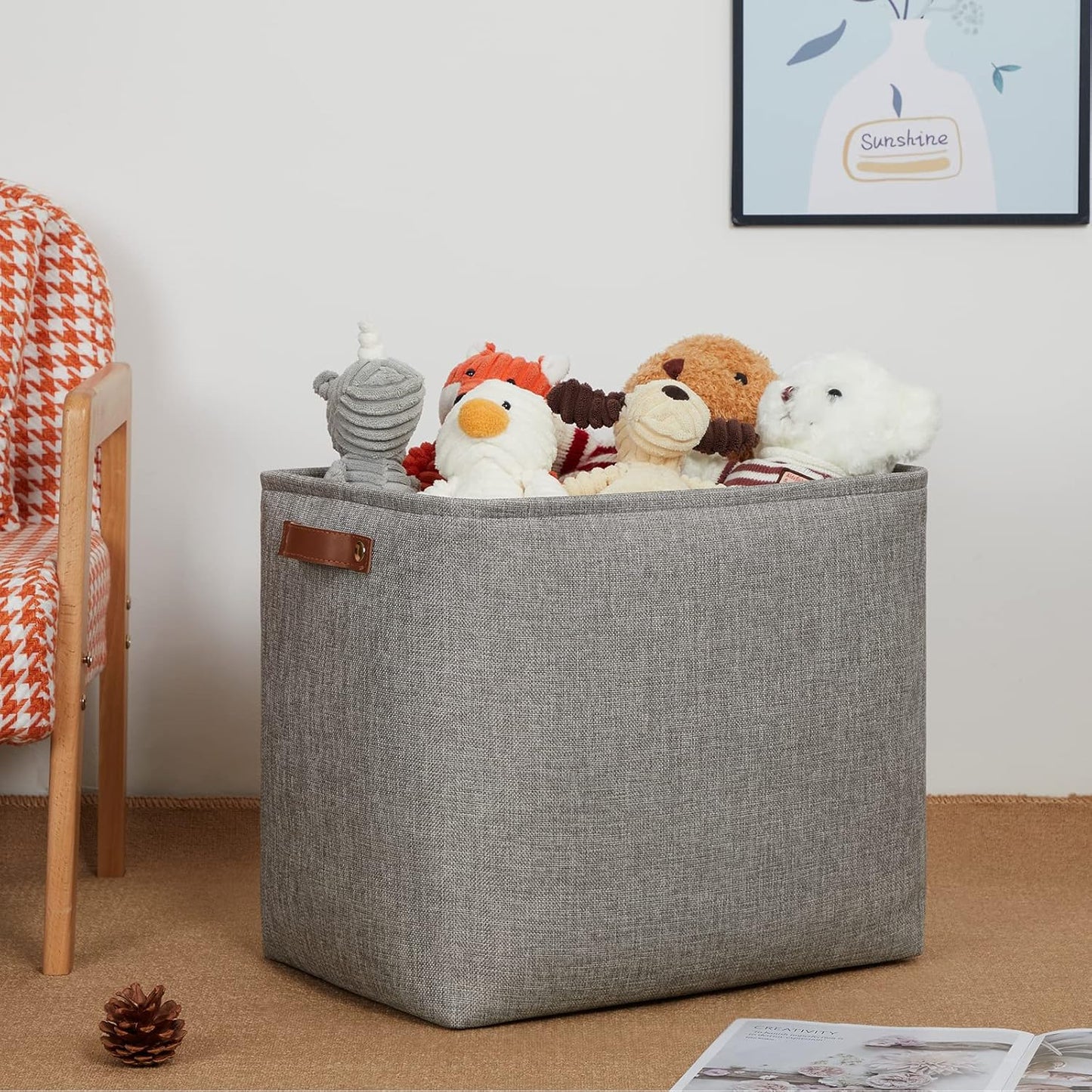 DULLEMELO Grey Storage Baskets 2 Pack Extra Large Fabric Shelf Baskets for Organizing, Closet