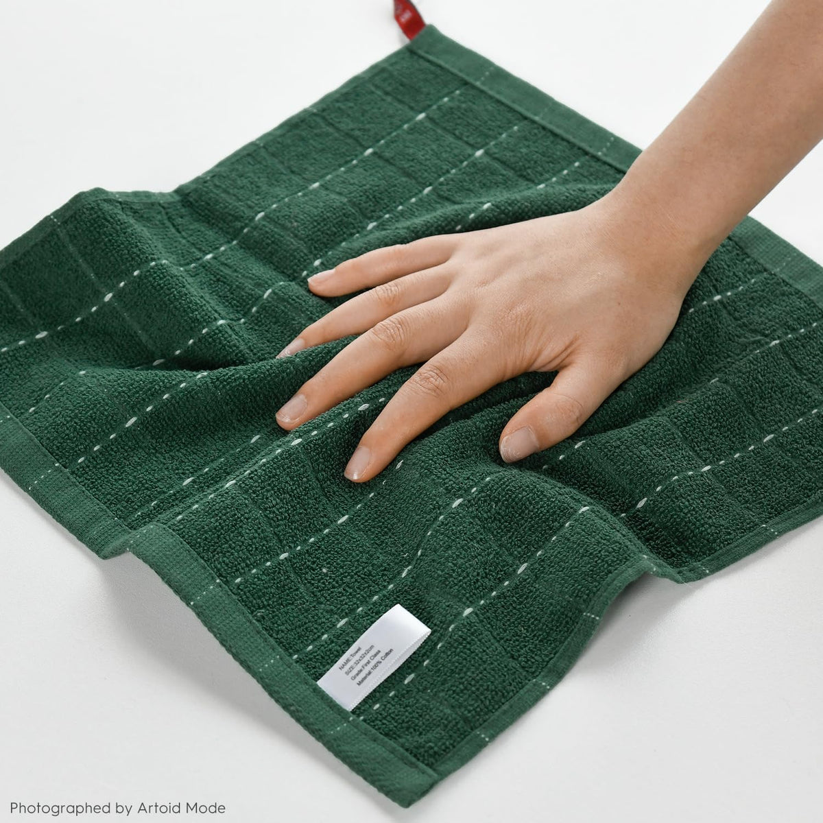 Artoid Mode Checkered Designed Cotton Green Terry Kitchen Dish Cloths, 12x12 Inch Soft Absorbent