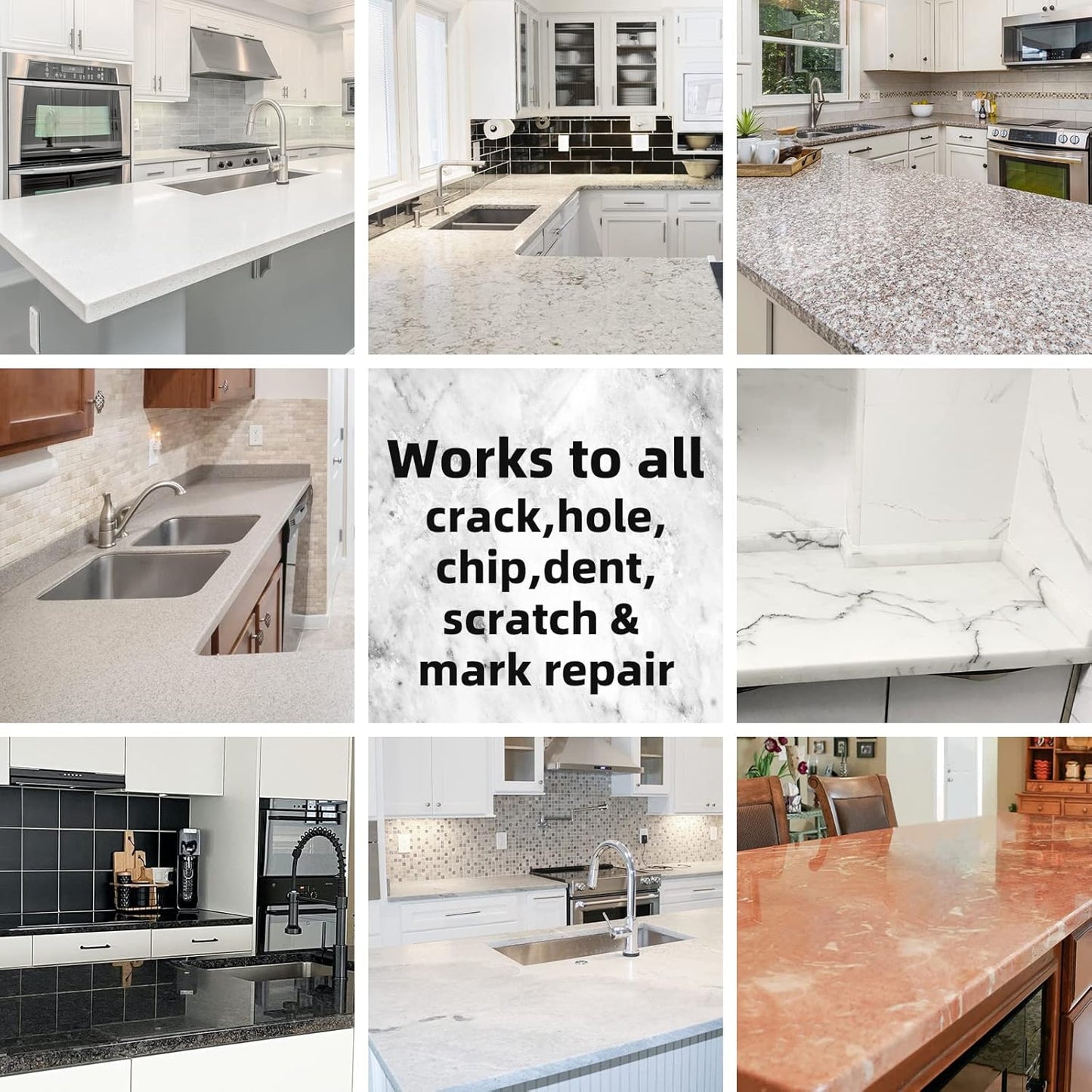 Globalcom Tile and Granite/Marble Repair Kit, Porcelain Stone and Quartz Countertops Repair Kit for