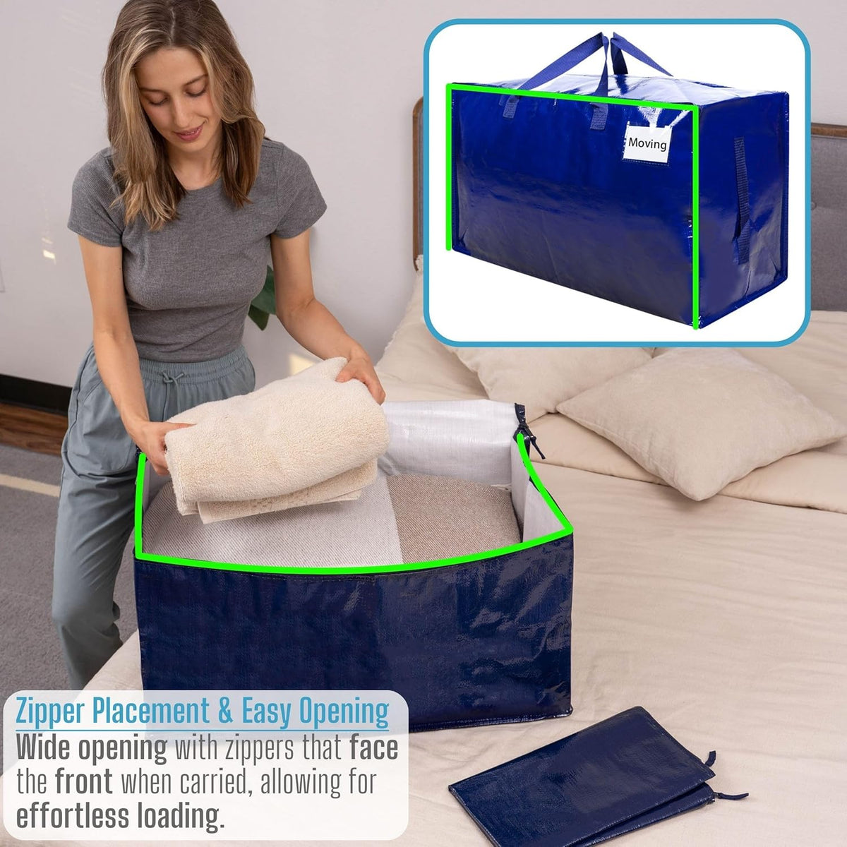 VENO 6 Pack Moving and Storage Bags, Heavy Duty, Alternative to Moving Boxes, Large Packing Totes
