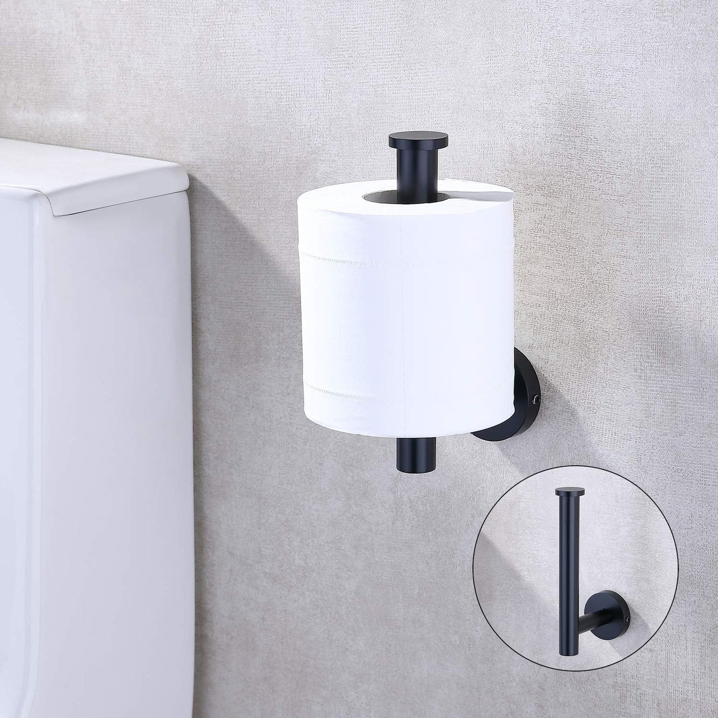 TASTOS Matte Black Toilet Paper Holder SUS304 Stainless Steel, Modern Round Tissue Roll Holders