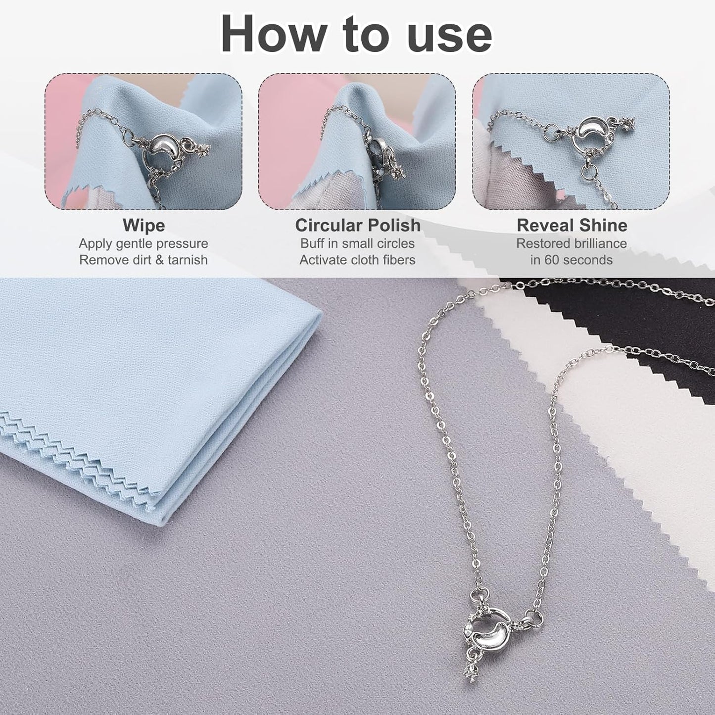 MECCANIXITY Jewelry Polishing Cloth 11.8x11.8 Inch Silver Polish Cleaning Cloths Jewelry Cleaner