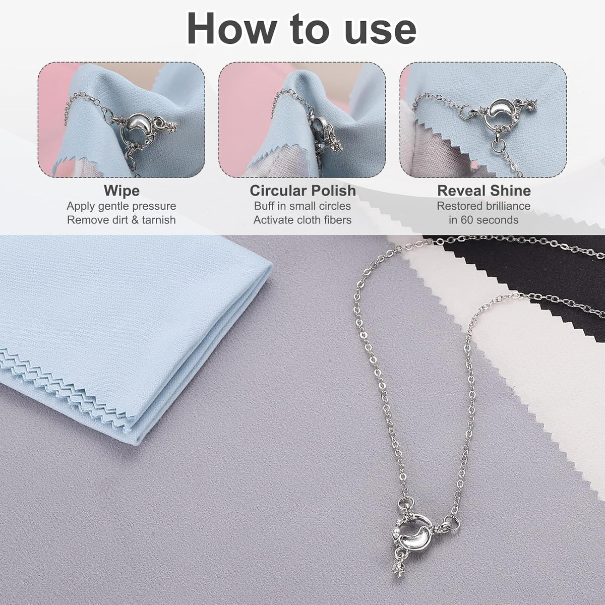 MECCANIXITY Jewelry Polishing Cloth 11.8x11.8 Inch Silver Polish Cleaning Cloths Jewelry Cleaner