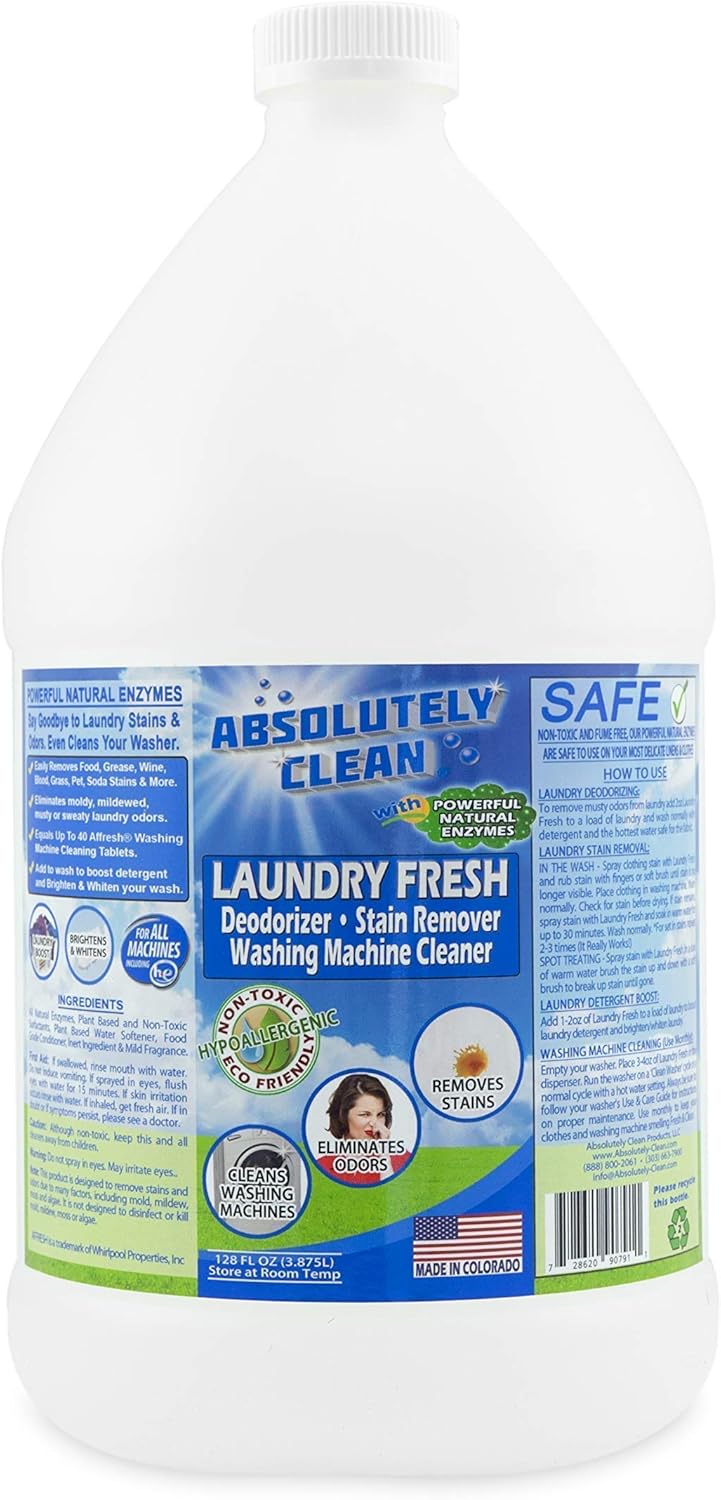 Absolutely Clean Amazing Laundry detergent liquid Stain and Odor Remover, Naturally Based Formula