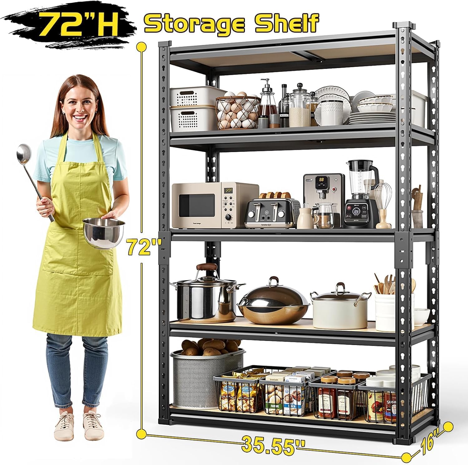 TigerParty 2050LBS Heavy Duty Garage Shelving, 5-Tier Adjustable Storage Shelves, Metal Shelving