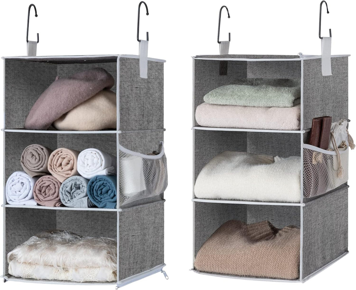 StorageWorks 6-Shelf Closet Organizers, Two 3-Shelf Separable Hanging Shelves for Closet, 12" D x