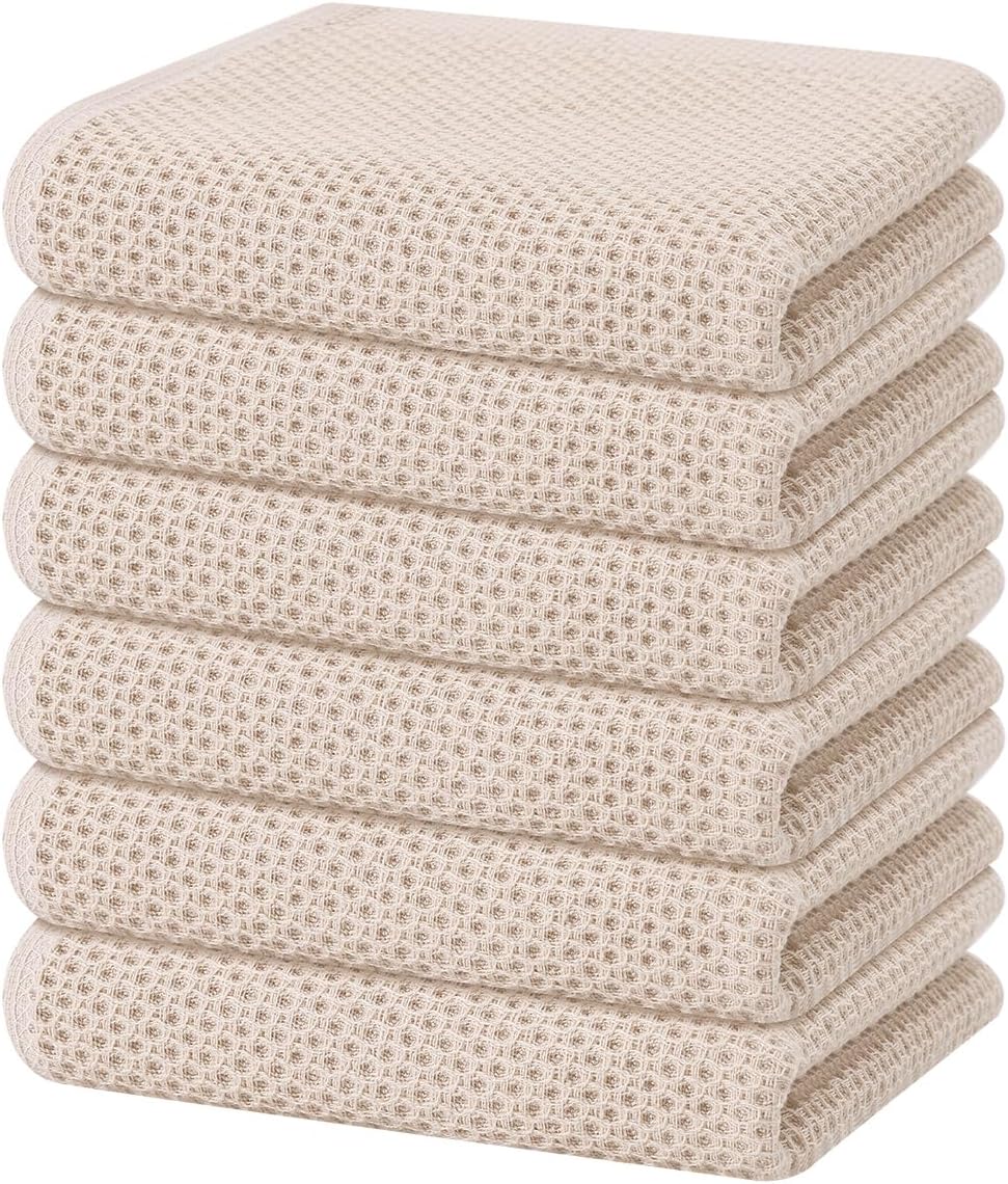 Homaxy 100% Cotton Waffle Weave Kitchen Dish Towels, Ultra Soft Absorbent Quick Drying Cleaning