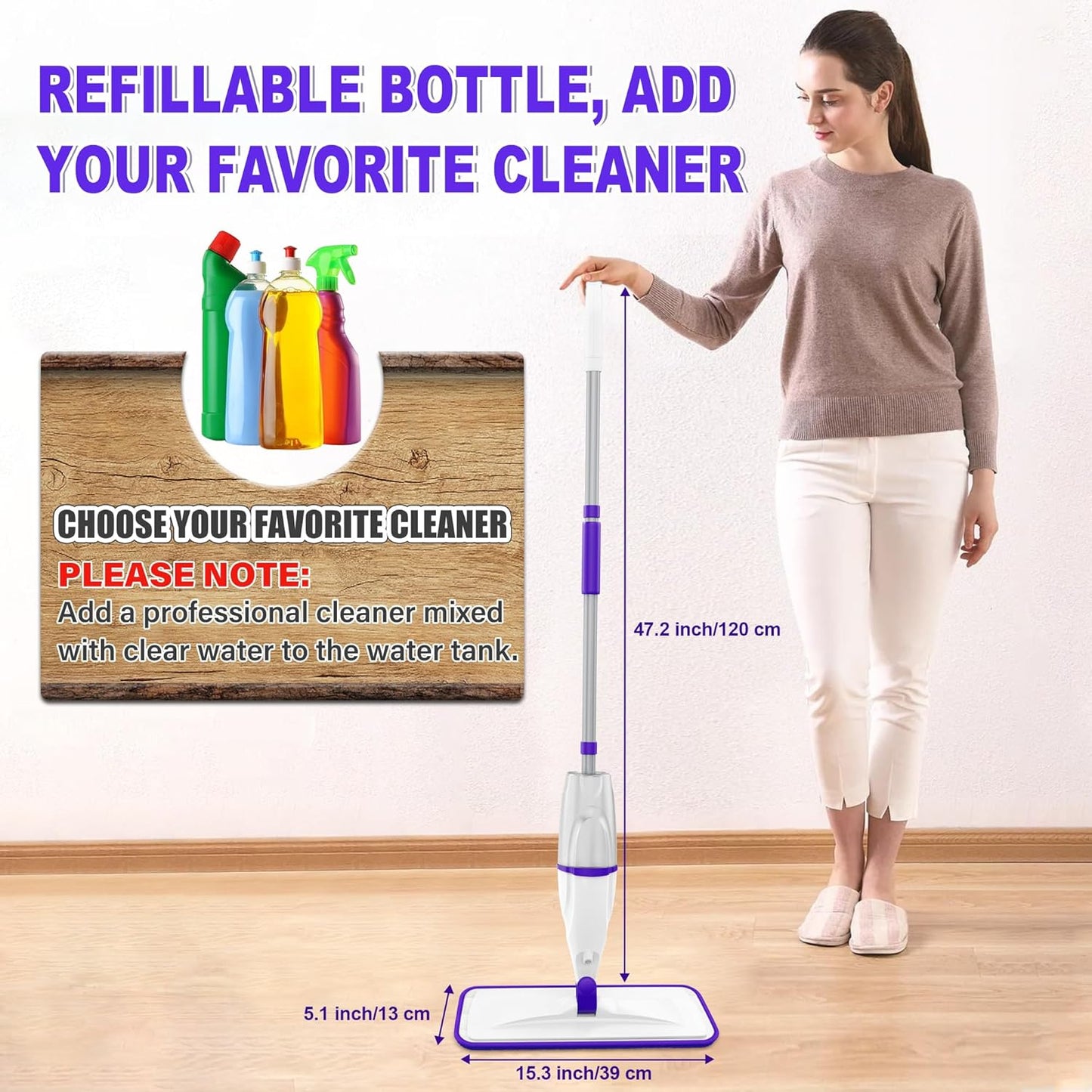 Spray Mop for Hardwood Floor Cleaning: EXEGO Wet Mops with 5 Microfiber Refillable Pads for Swiffer