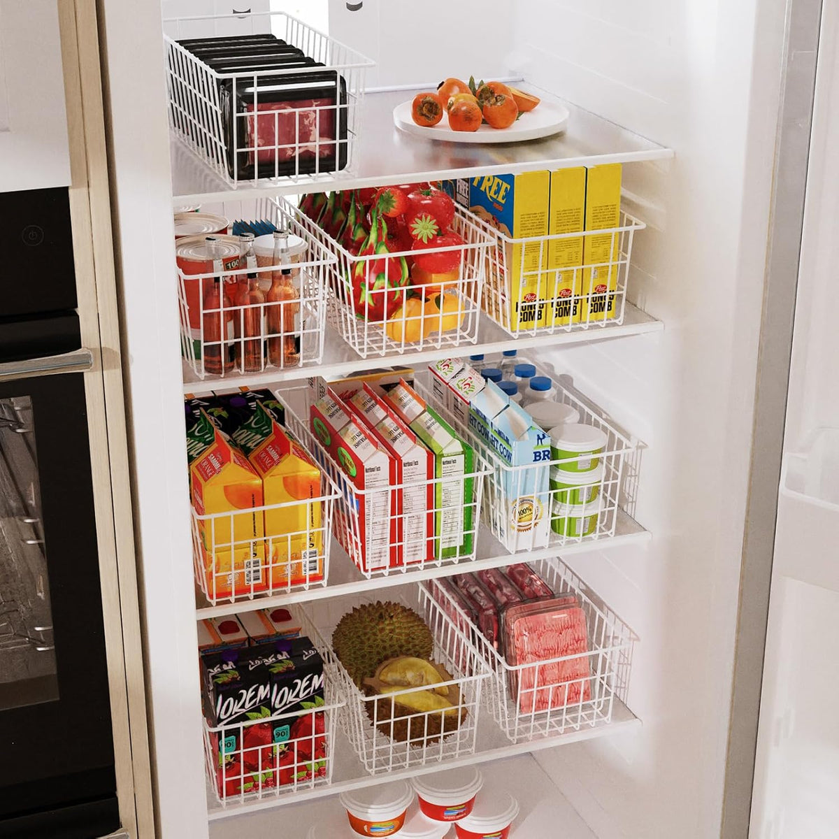 Orgneas Freezer Organizer Bins, Freezer Baskets for Chest Freezer and Upright Freezer Refrigerator