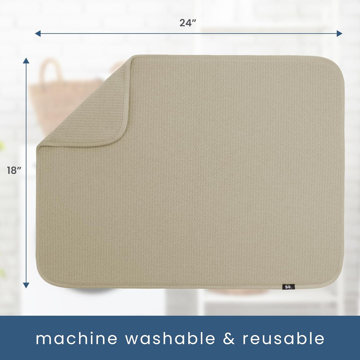 S&T INC. Dish Drying Mat XL, 18” x 24”, Absorbent Microfiber Kitchen Counter Mat, Dish Drying Pad