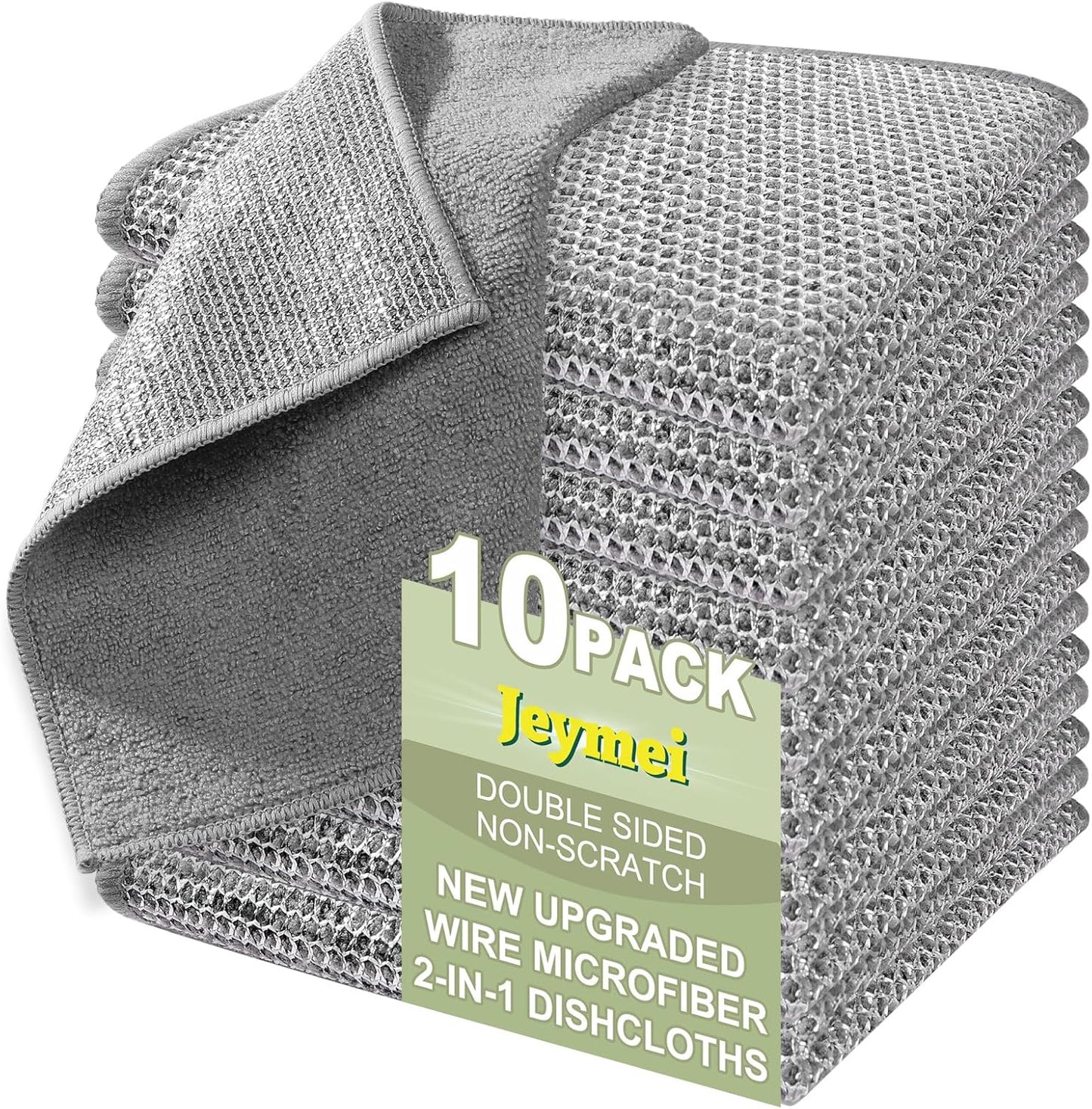 10 Counts Multipurpose Wire Dishwashing Rag,Non Scratch Wire Dishcloth,Microfiber Miracle Cleaning