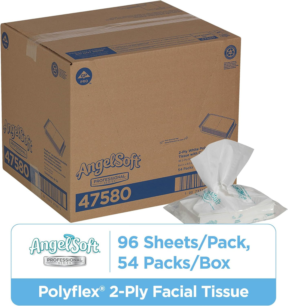 Georgia-Pacific Angel Soft Professional Series Polyflex 2-Ply Facial Tissue Paper (47580),96 Sheets