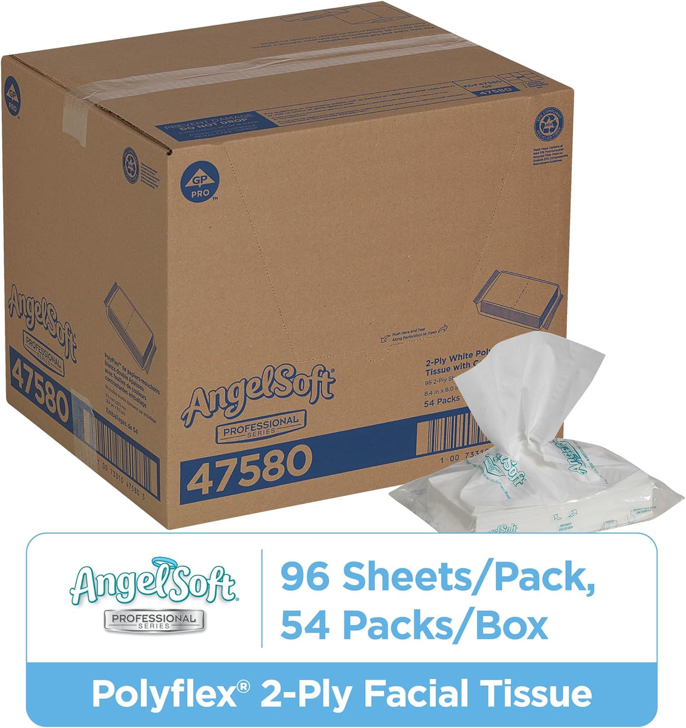 Georgia-Pacific Angel Soft Professional Series Polyflex 2-Ply Facial Tissue Paper (47580),96 Sheets