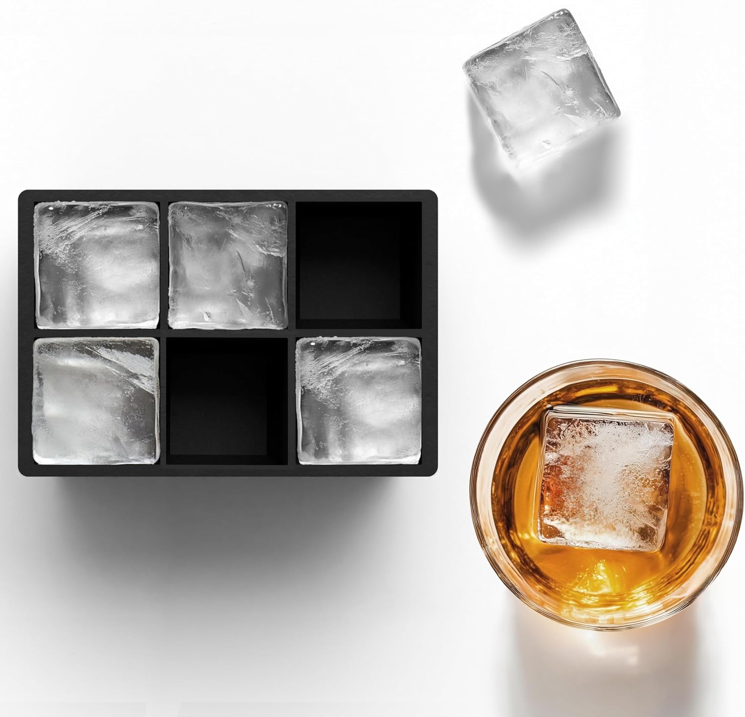 glacio Silicone Ice Cube Trays – Large Silicone Molds for 2-Inch Ice Cubes and Spheres Whiskey Ice