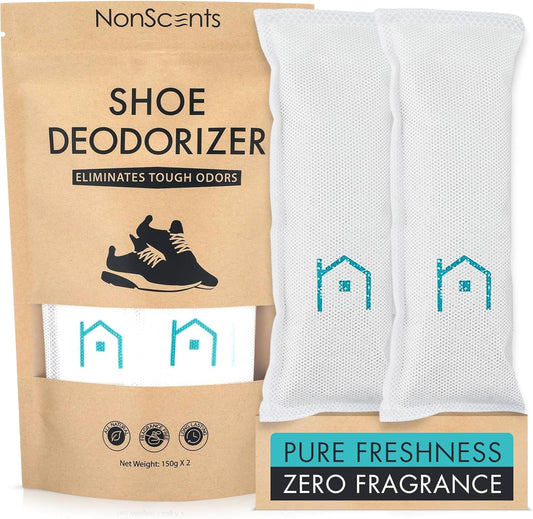NonScents Shoe Deodorizer 1-Pack (2 Count) - Odor Eliminator, Air Freshener, Smell Absorber, Scent