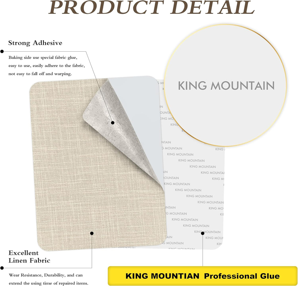KING MOUNTAIN Fine Linen Fabric Patches, Self-Adhesive, 8x11 inch Extra Size, Multi Color, For