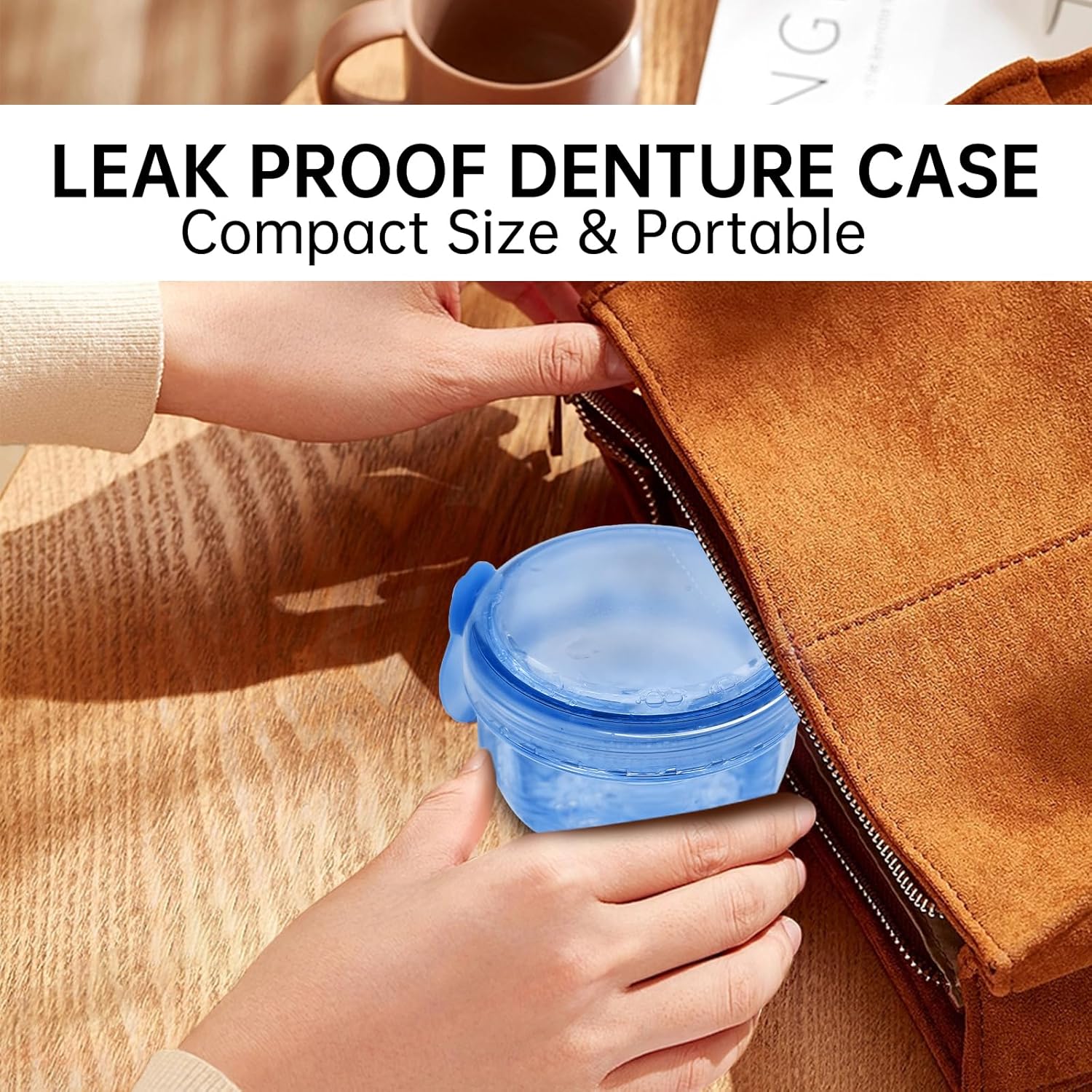 No Leak Partial Denture Case Retainer Bath Box Cup, Denture Soaking Cup False Teeth Holder Box Case