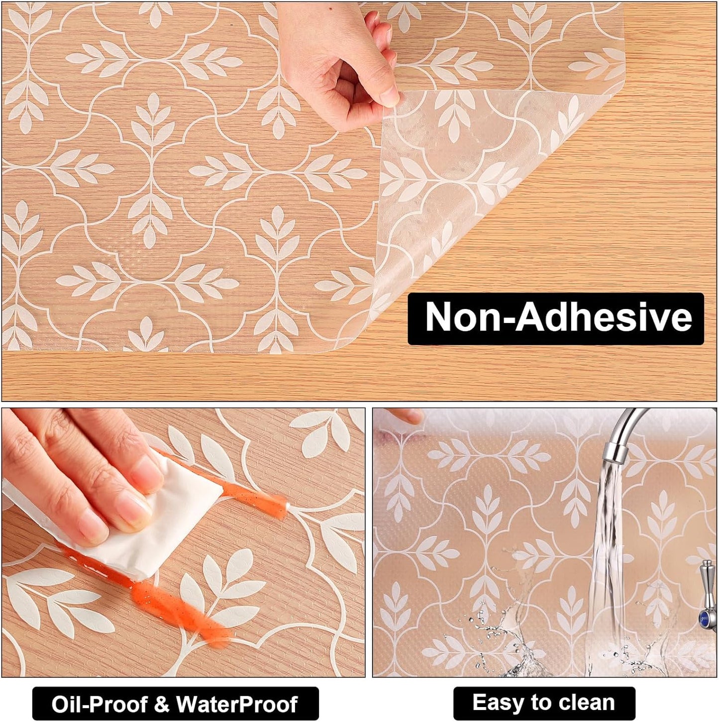 Cooyes Shelf Liners for Kitchen Cabinets Waterproof & Oil-Proof Kitchen Cupboard Mats Non-Slip