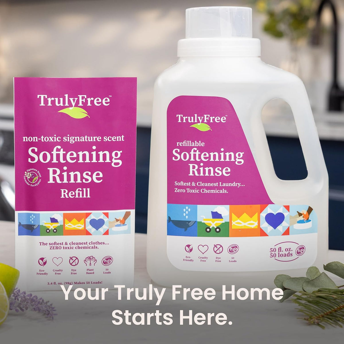Truly Free Natural Fabric Softener for Sensitive Skin, Baby, Kids | Clean Easy Powder to Liquid