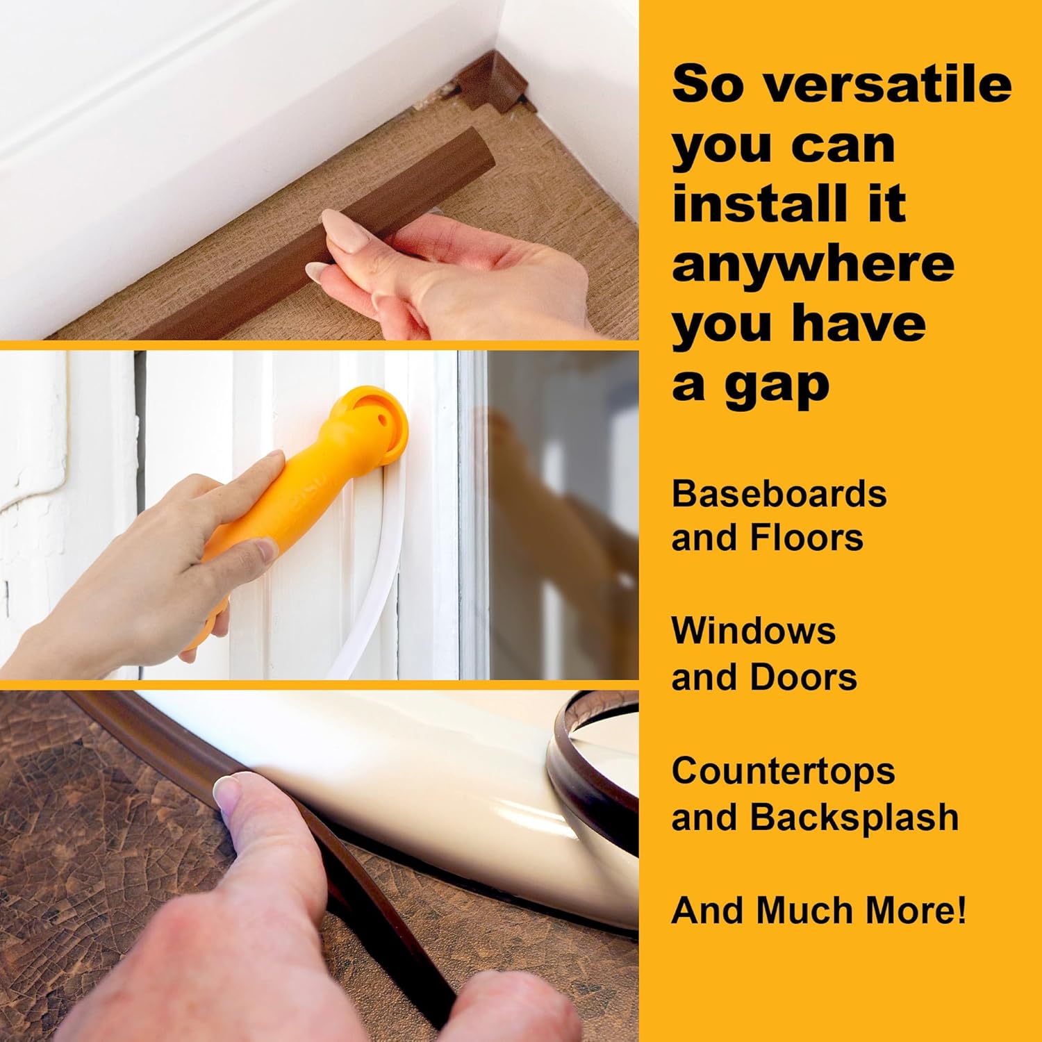 InstaTrim The Original Flexible Trim -10ft Dark Brown 3/4" Wide Caulk Tape - Adhesive Trim with