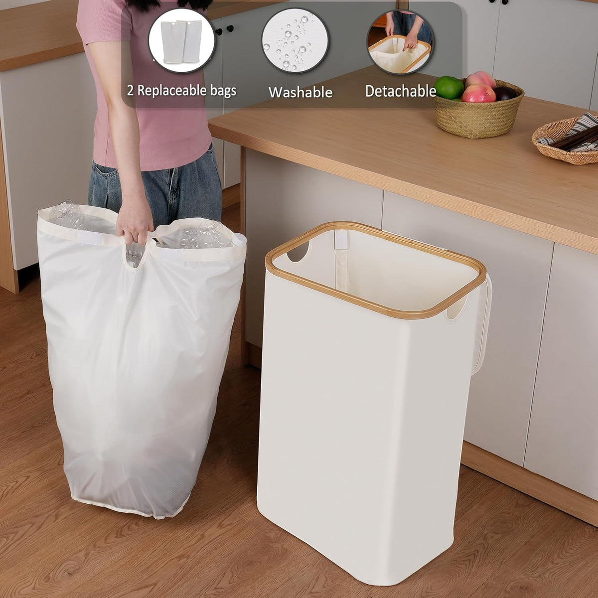 29 Gallons Recycling Bins for Kitchen, Indoor Recycle Bins with Lid, 110L Large Recycle bin with 2