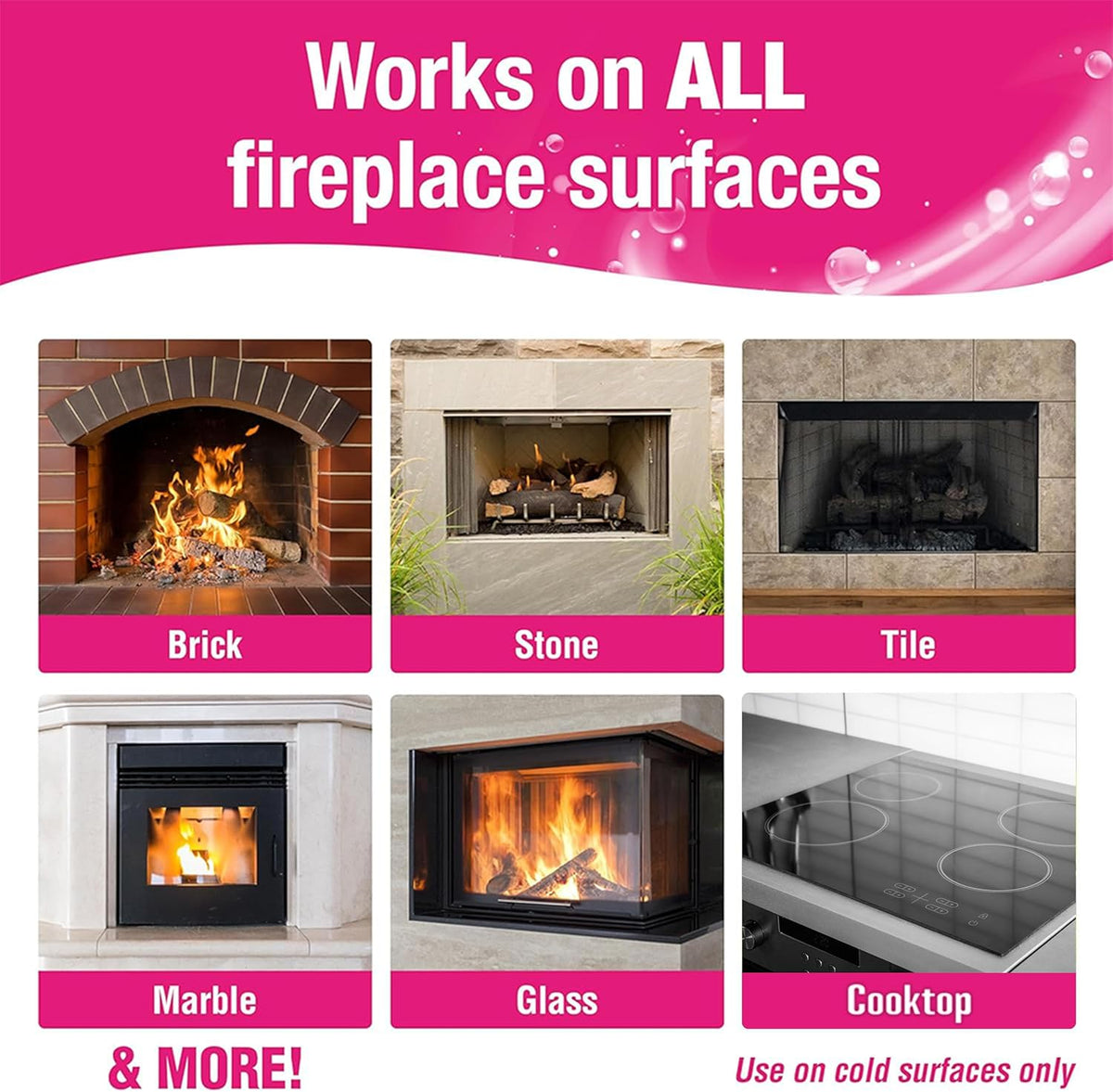 Quick N Brite Fireplace Cleaning Kit – Includes 24 oz Fireplace Glass Cleaner, 32 oz Gel Fireplace