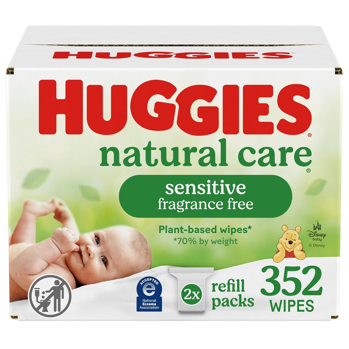 Huggies Natural Care Sensitive Baby Wipes, Unscented, Hypoallergenic, 99% Purified Water, 2 Refill
