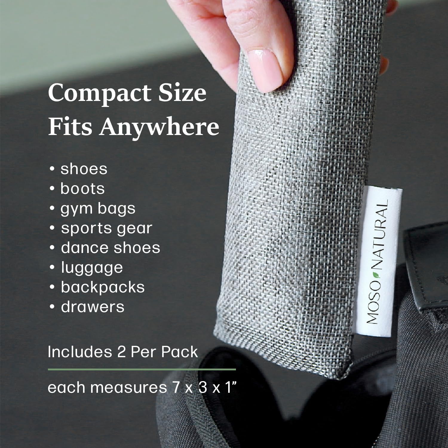 Moso Natural Shoe Deodorizer Inserts, Charcoal Odor Absorber for Shoes, Gym Bag & Boot Deodorizer