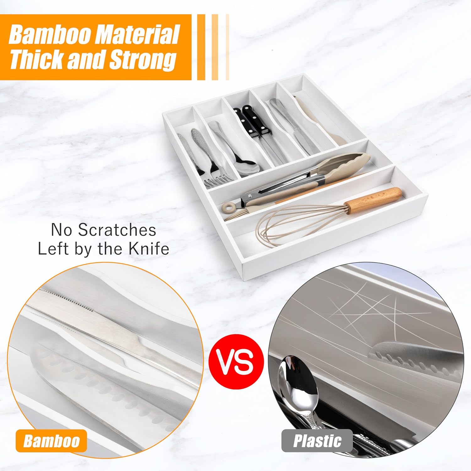 Kitchen Silverware Drawer Organizer and Storage Deep Cookware Utensil Cutlery Rack Office Drawer