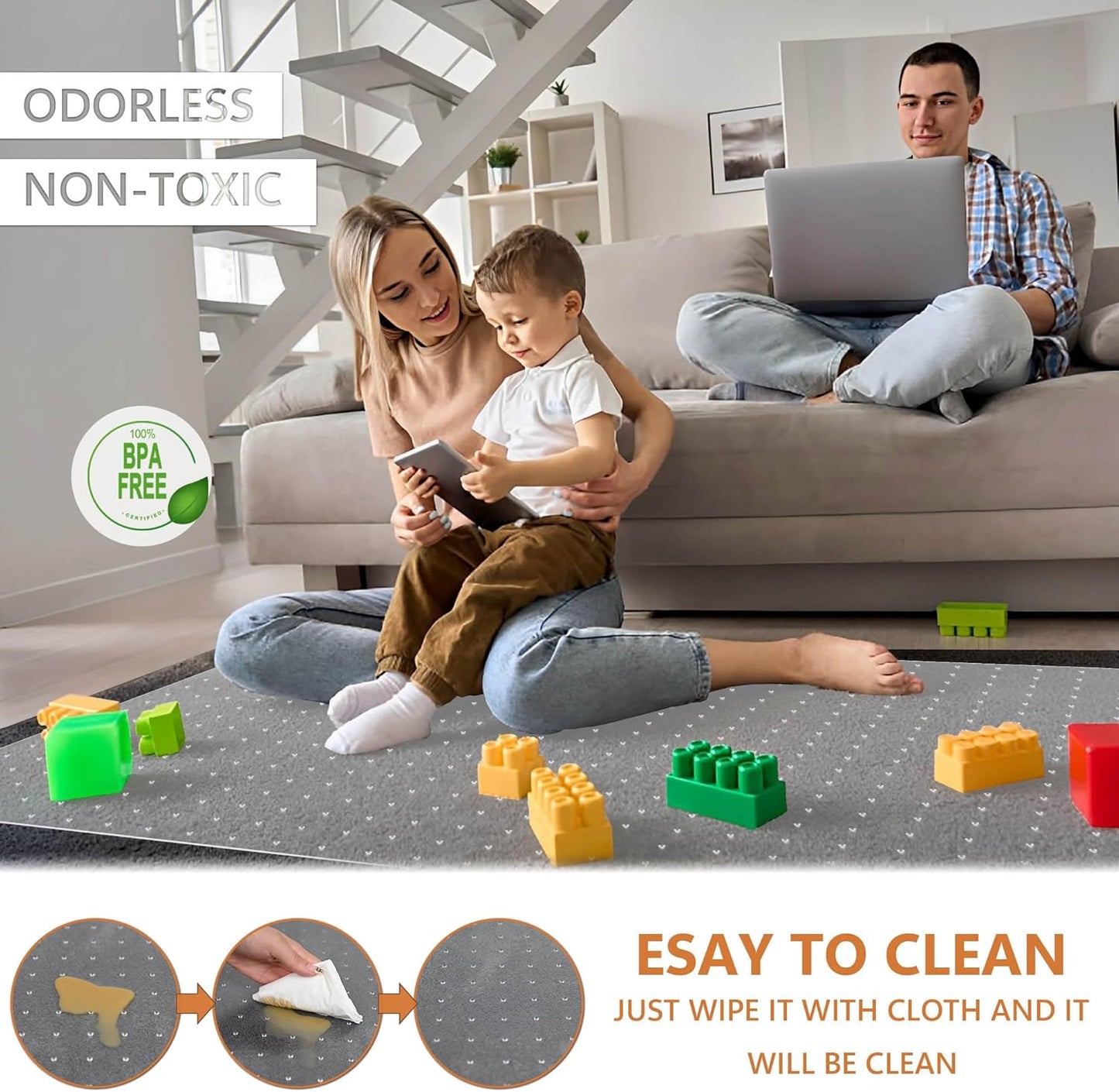 Office Chair Mat for Carpets - 45” x 53” Clear Carpet Chair Mats for Low Pile Carpeted Floors Home
