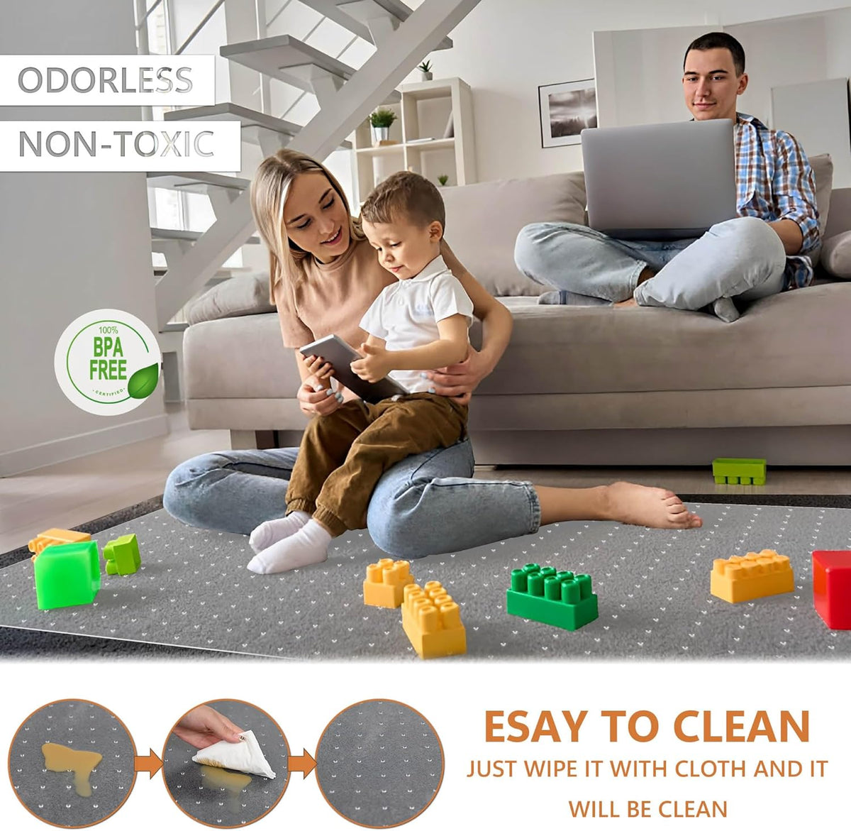 Office Chair Mat for Carpets - 45” x 53” Clear Carpet Chair Mats for Low Pile Carpeted Floors Home