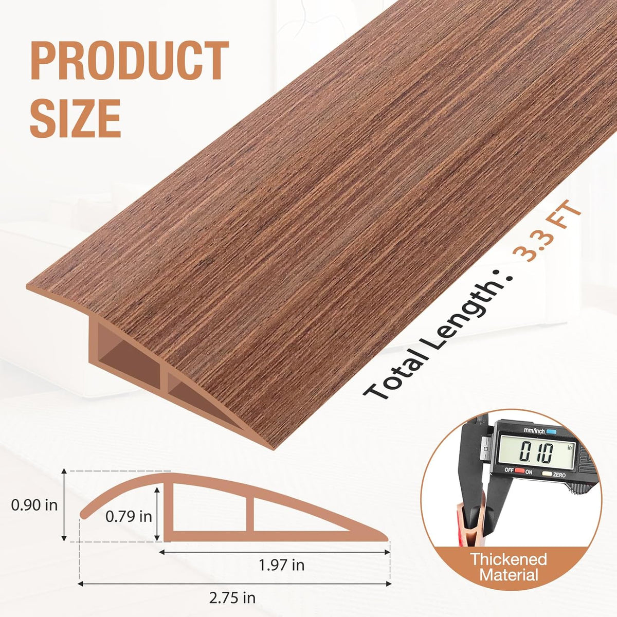 Floor Transition Strip Self Adhesive Vinyl Door Threshold for Doorways Carpet Edging Trim Overlap