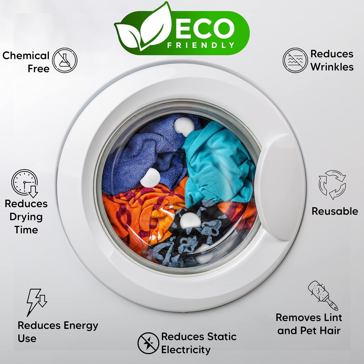 RAYTRADE Wool Dryer Balls 6-Pack 100% Made of Organic New Zealand Wool Reduces Clothing Wrinkles